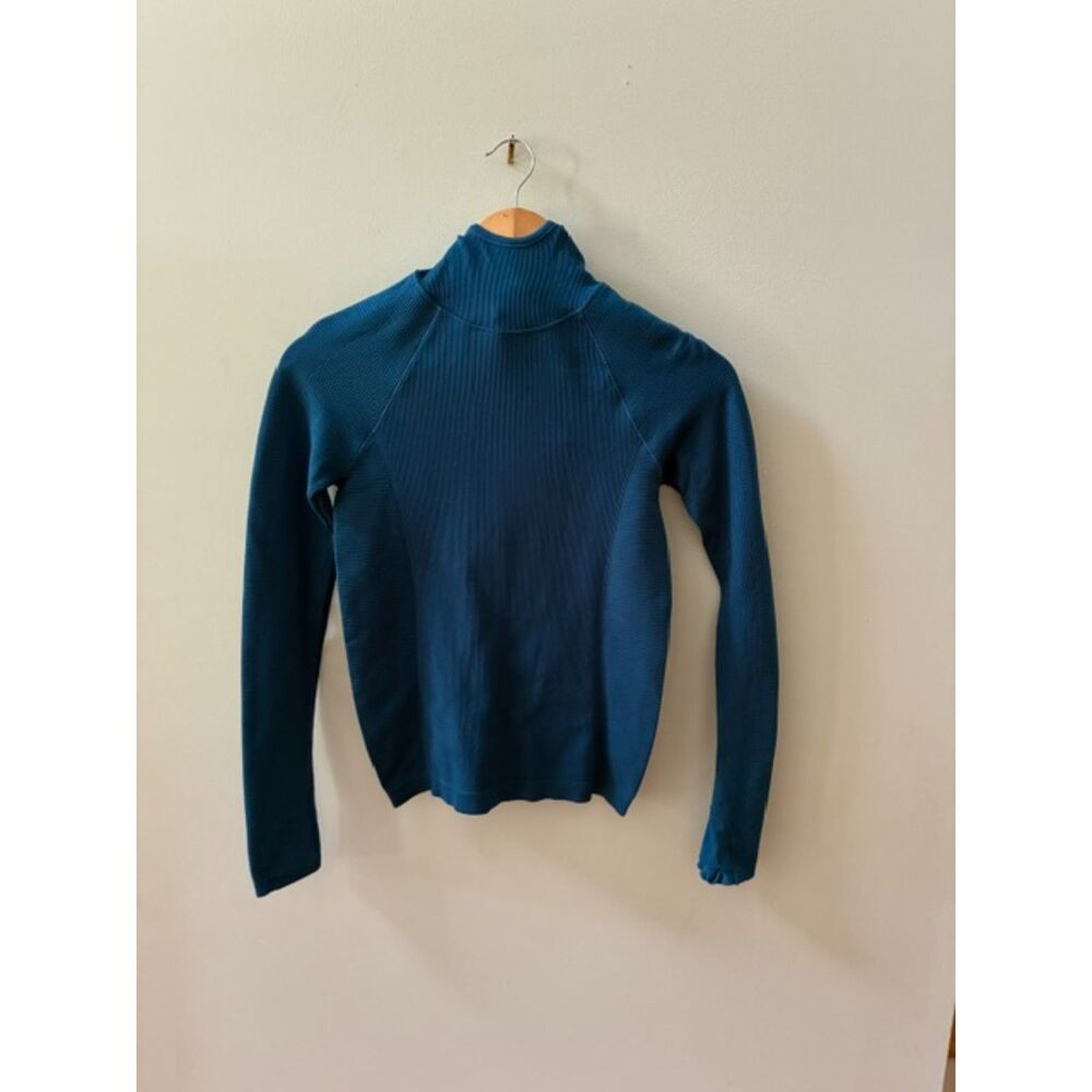 Athleta Women's Hooded Mock Neck Ribbed Performance Top Size XS Teal